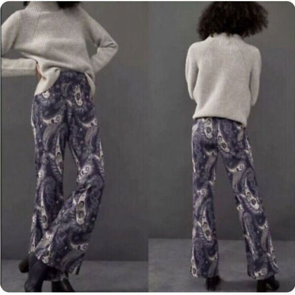 Anthropologie Maeve Maria Paisley Flare Pants Size 2 - Picture 1 of 10